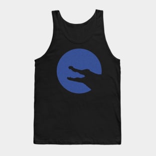 Minimalist Distressed Blue Alligator Moon Tank Top